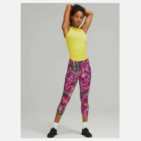 NWT Lululemon Fast Free High-Rise Tight 25" *Nulux Hyper Flow Pink Multi Sz 2 - Picture 2 of 5